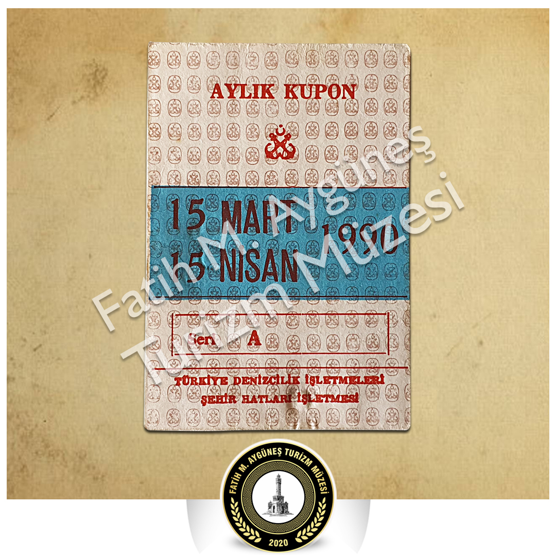 Türkiye Denizcilik Isletmeleri Sehir Hatlari Isletmesi 15 Mart-15 Nisan aylik kullanim kuponu