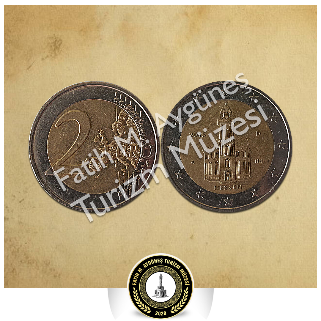 Almanya'nın Hessen Eyaleti'nde bulunan St.Paul Kilisesi'ni gösteren 2 euro değerindeki hatıra parası