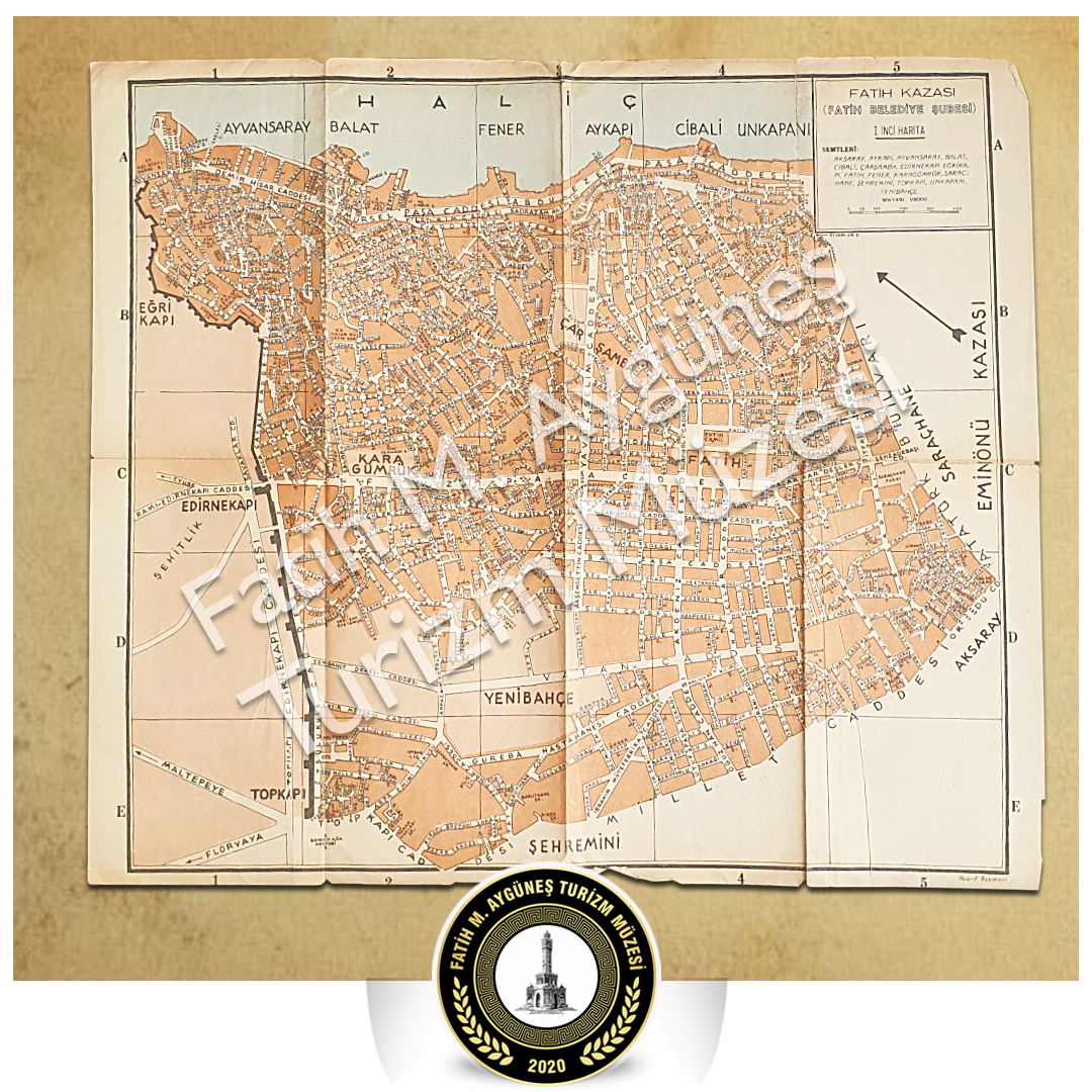 1950'li yıllara ait İstanbul-Fatih şehir haritası