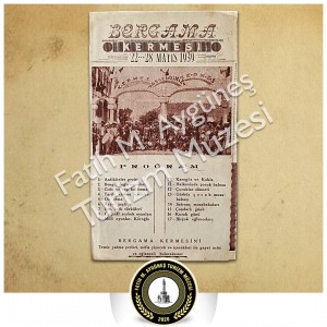 1939 yılı Bergama Kermesi program akışı tanıtıcı broşürü