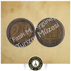 Almanya'nın Eski Roma Şehir Kapısını gösteren 2 euro değerindeki hatıra parası