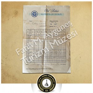 9 Eylul 1970 tarihinde Izmir Fuari ziyaretleri sirasinda Basmane Billur Oteli'nde konaklayan misafirlerin konaklama faturasi