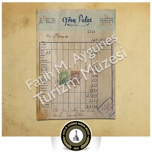 1957 yilina ait Ankara Gönc Palas Otel'i konaklama faturasi