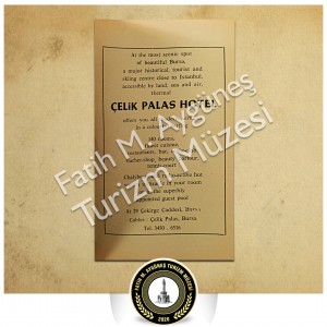 1966 tarihli Bursa Çelik Palas Oteli tanıtıcı broşürü