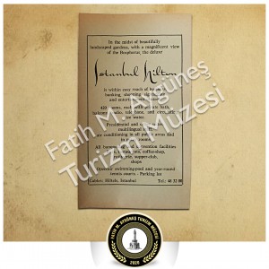 1966 tarihli İstanbul Hilton Oteli tanıtıcı broşürü