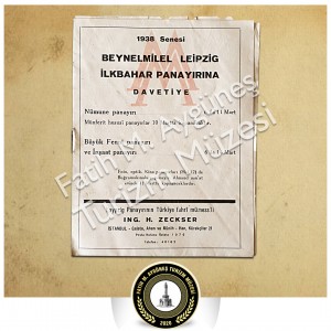 1938 yılı Beynelmilel Leipzig İlkbahar Panayırı Davetiyesi